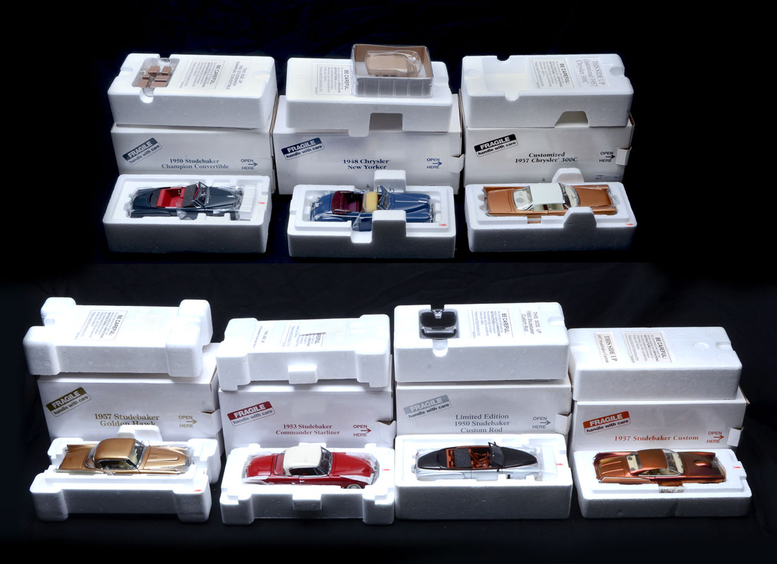 Appraisal: DANBURY MINT SCALE MODEL STUDEBAKER CHRYSLER CARS Assembled collection of