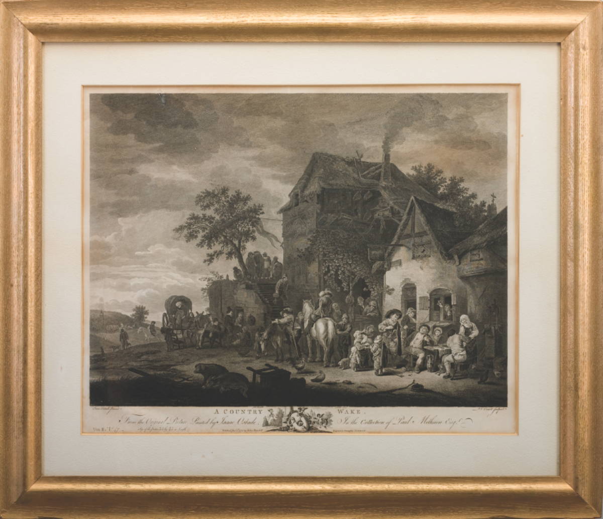 Appraisal: FRAMED ENGRAVING A COUNTRY WAKE By P C Canot after