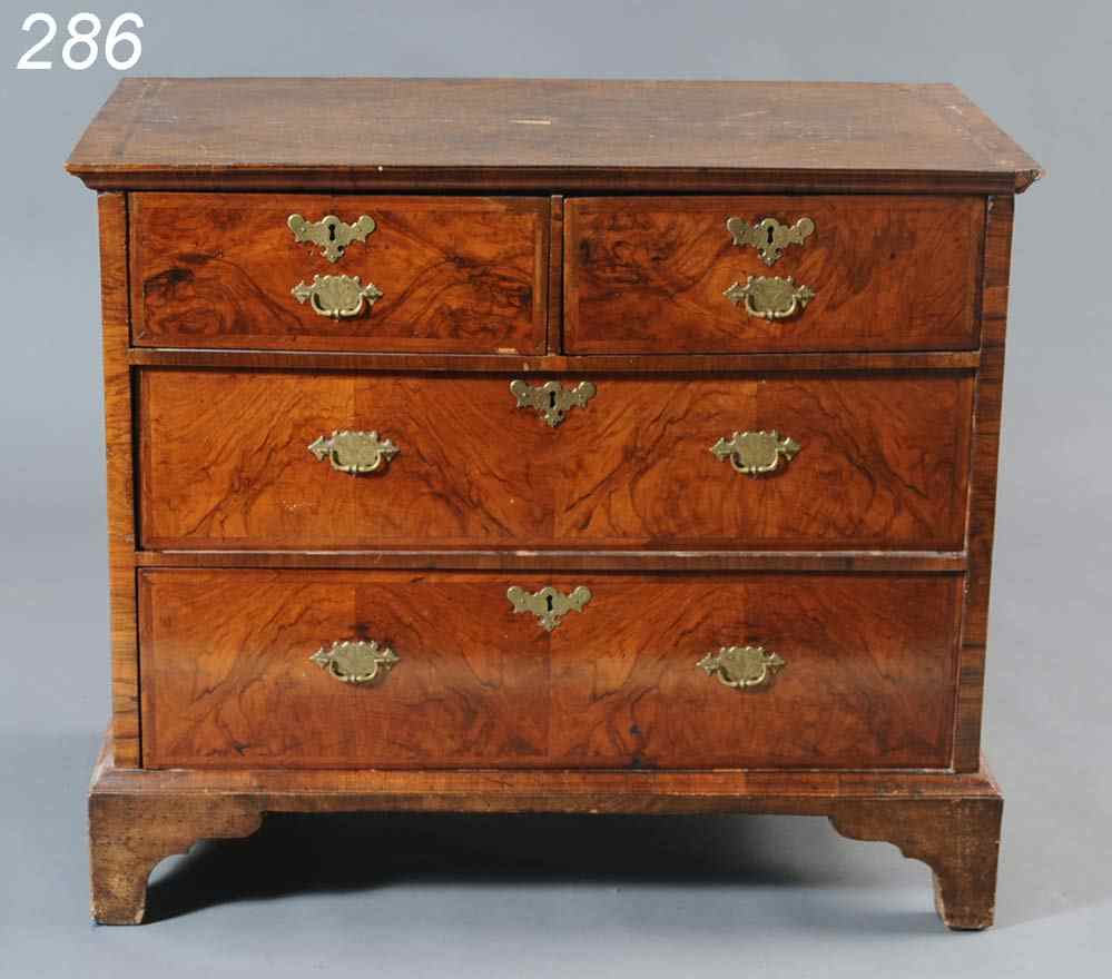 Appraisal: George II Burl Walnut Chest with crossbanding and original hardware