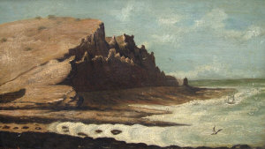 Appraisal: European School early th century- Rocky coastal view oil on