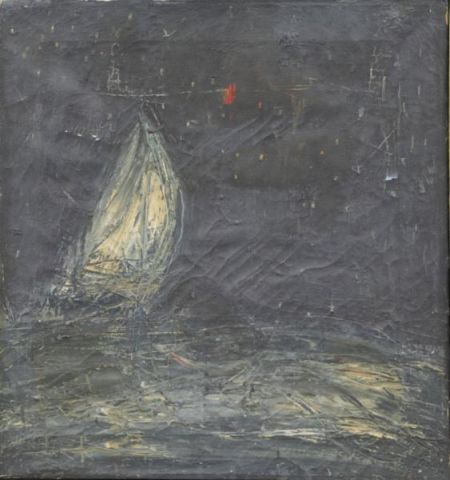 Appraisal: BRODIE Gandy Oil on Canvas of a Sailing Ship atNight