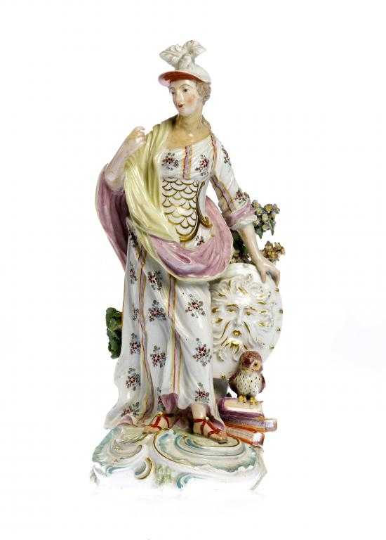 Appraisal: A DERBY FIGURE OF MINERVA in plumed helmet and gilt