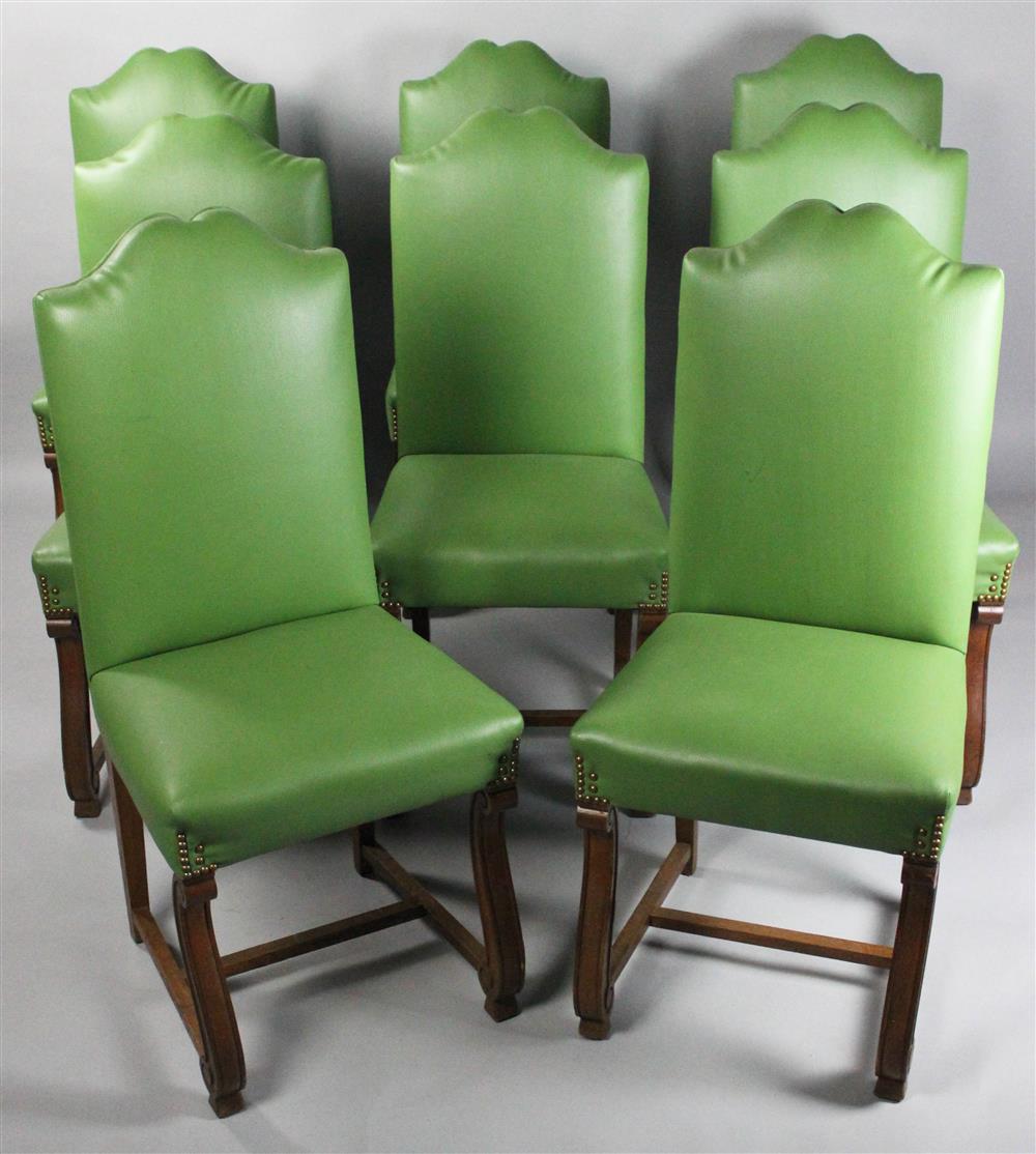 Appraisal: SET OF EIGHT FRENCH PROVINCIAL STYLE PEBBLE LEATHER DINING CHAIRS