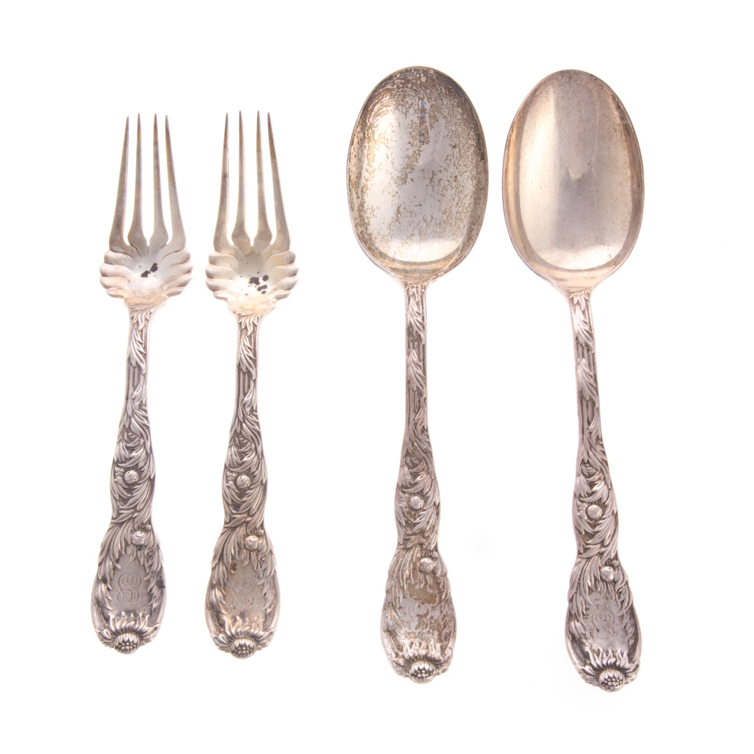 Appraisal: Tiffany Chrysanthemum sterling serving flatware comprising a pair of sterling