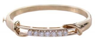 Appraisal: kt Diamond Bracelet hinged bangle seven round brilliant diamonds estimated