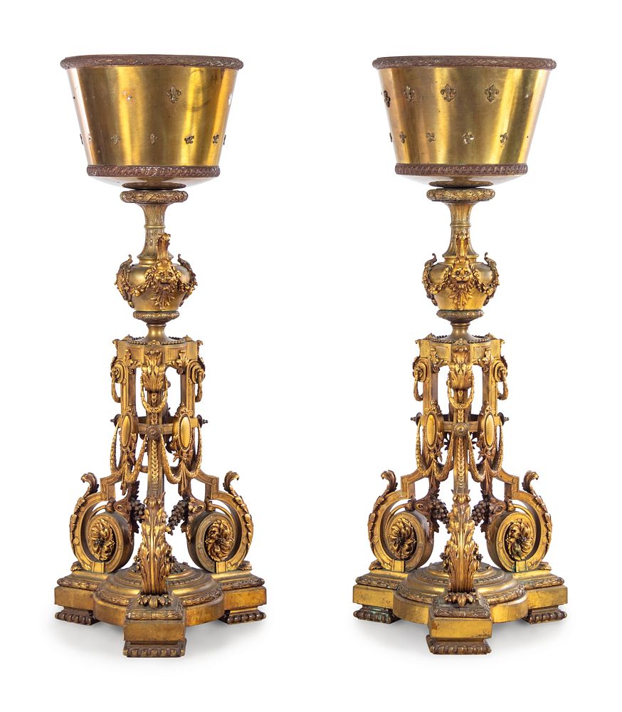 Appraisal: A Pair of Neoclassical Gilt Bronze Pedestals A Pair of