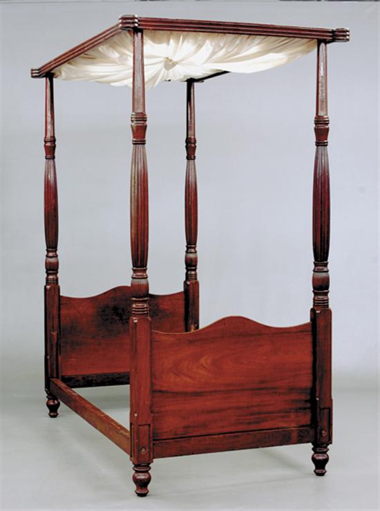 Appraisal: George III style carved mahogany tall post single bed th