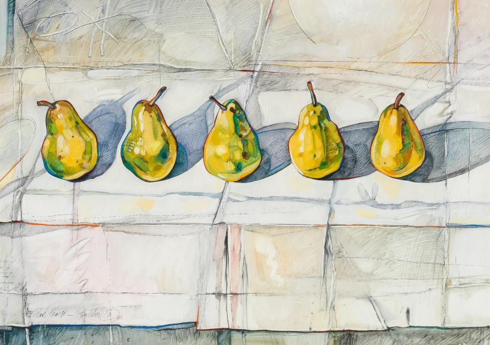 Appraisal: John Fincher b Five Pears mixed media on paper titled