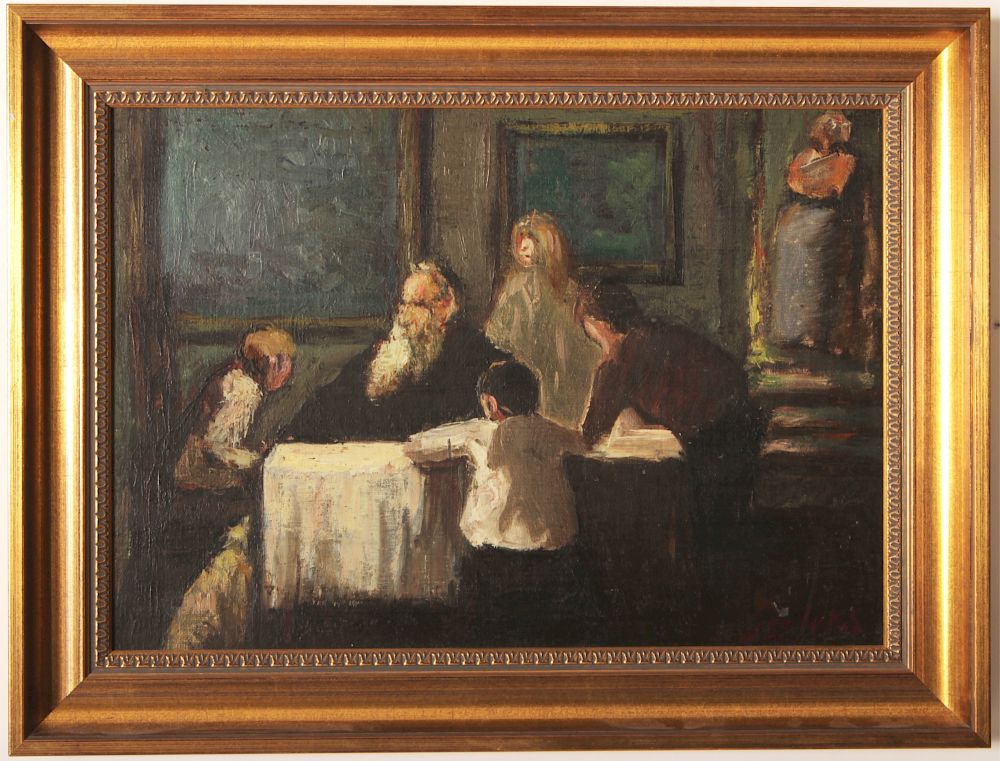 Appraisal: George Luks - Pawnbrokers Family O B oil on canvasboard