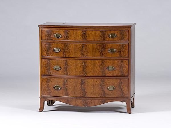 Appraisal: HEPPLEWHITE BOWFRONT CHEST OF DRAWERS English ca Hepplewhite bowfront chest