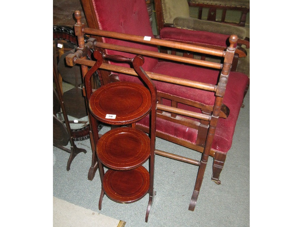 Appraisal: Lot comprising towel rail and a cakestand