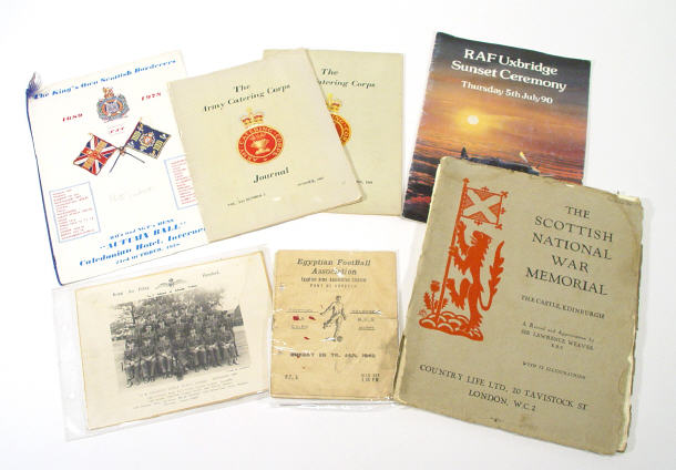 Appraisal: Collection of military ephemera including a Egyptian football association programme