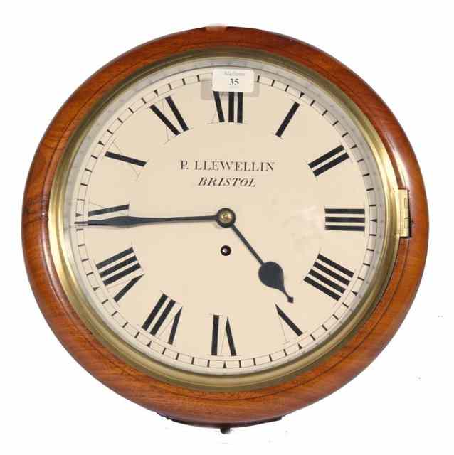 Appraisal: A TH CENTURY MAHOGANY DROP DIAL WALL CLOCK with dial