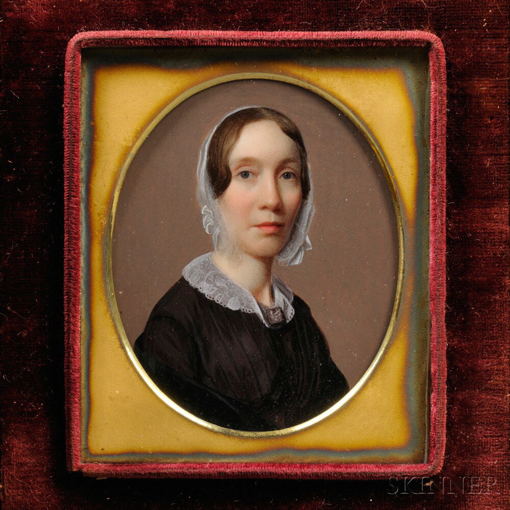 Appraisal: American School th Century Portrait Miniature of a Young Woman