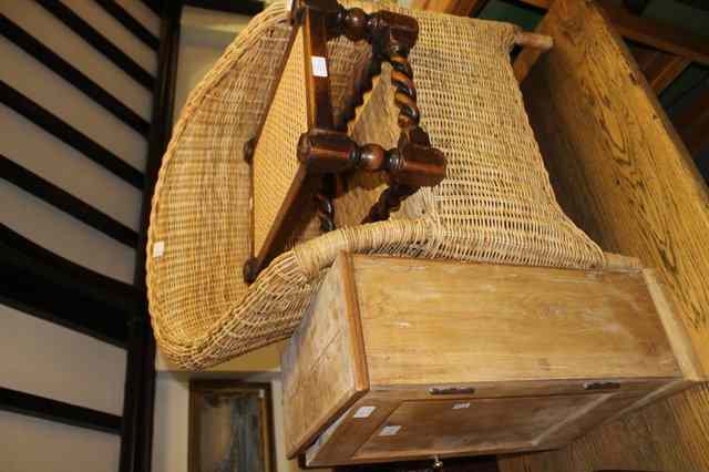 Appraisal: A WICKER CONSERVATORY CHAIR together with an oak cane seat