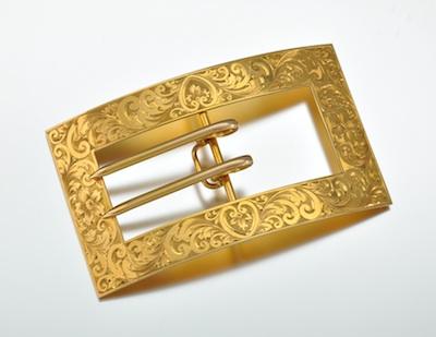 Appraisal: An Engraved k Gold Belt Buckle k yellow gold buckle