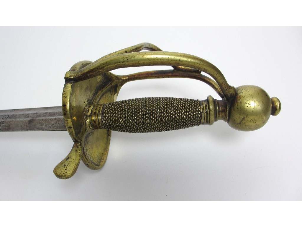 Appraisal: An th century French sword with brass double bar guard