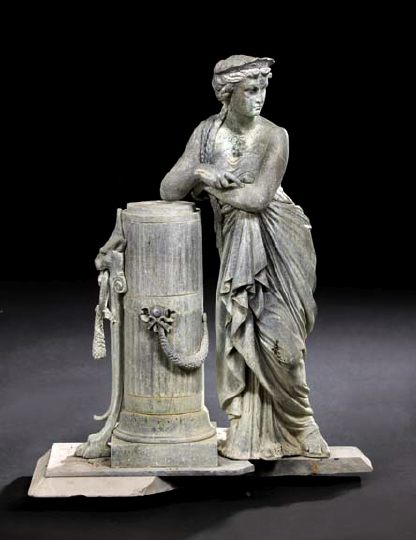 Appraisal: Large French Spelter Figure of a Muse Standing Beside a