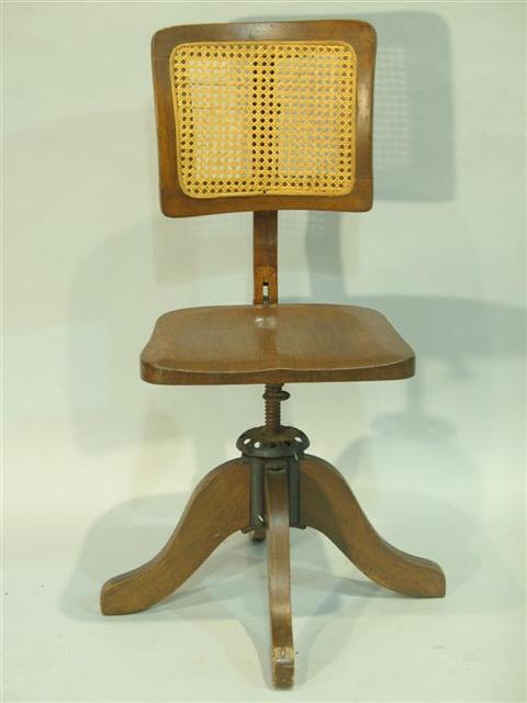 Appraisal: C A COOK CO CANE BACK SWIVEL DESK CHAIR Labeled