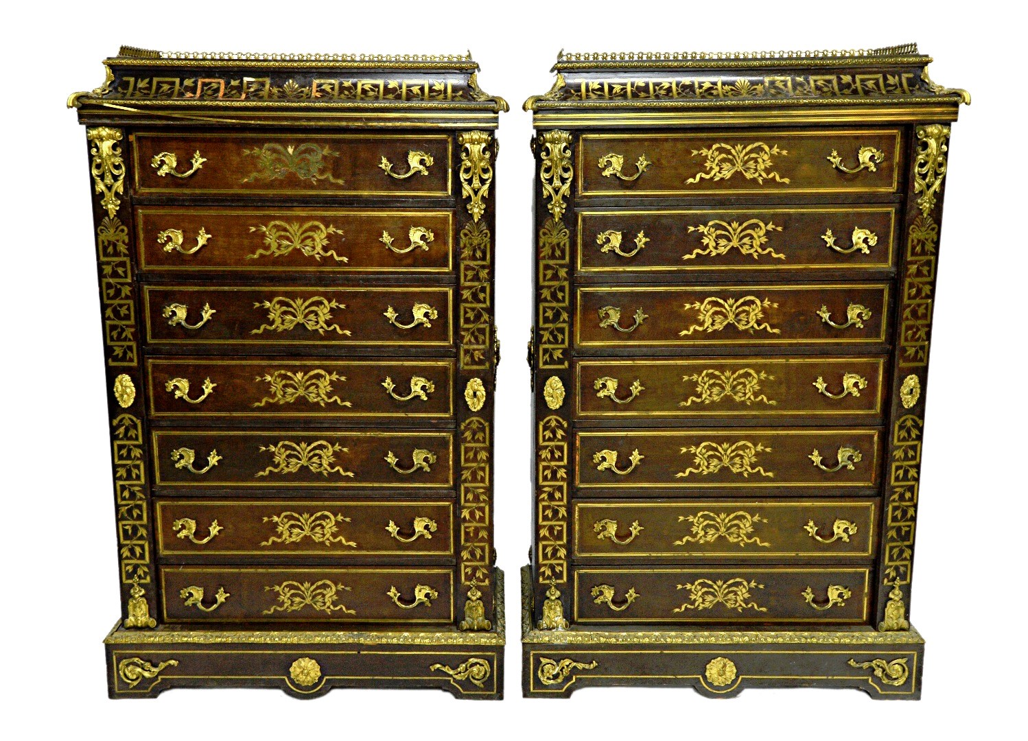 Appraisal: A pair of late th century gilt metal mounted mahogany