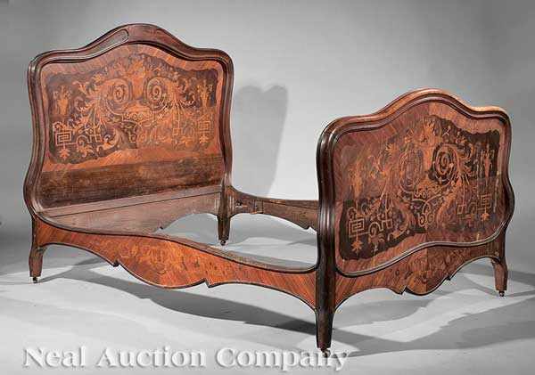 Appraisal: A Louis XV-Style Rosewood Kingwood and Marquetry Bedstead early th