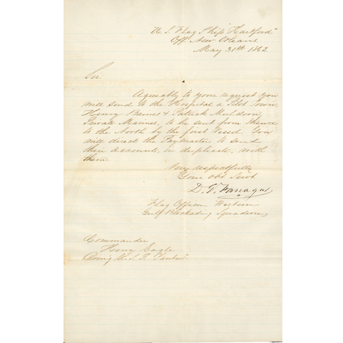 Appraisal: D G Farragut letter dated May st