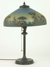 Appraisal: TABLE LAMP - Round 'chipped ice' reverse painted and surface