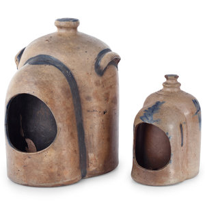 Appraisal: Two Cobalt Decorated Chicken Waterers th Century including a two-gallon