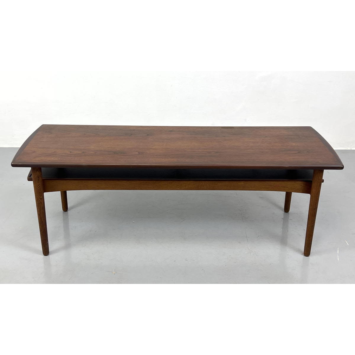 Appraisal: BRAMIN Danish Modern Walnut Coffee Table Pull Out Shelves Dimensions