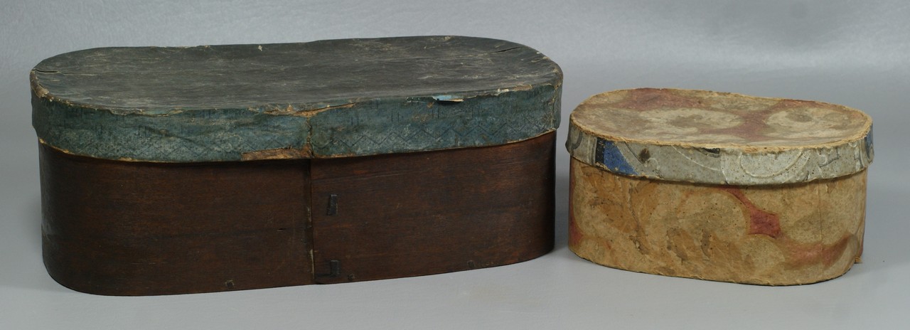 Appraisal: early oval band boxes one wood with a blue painted