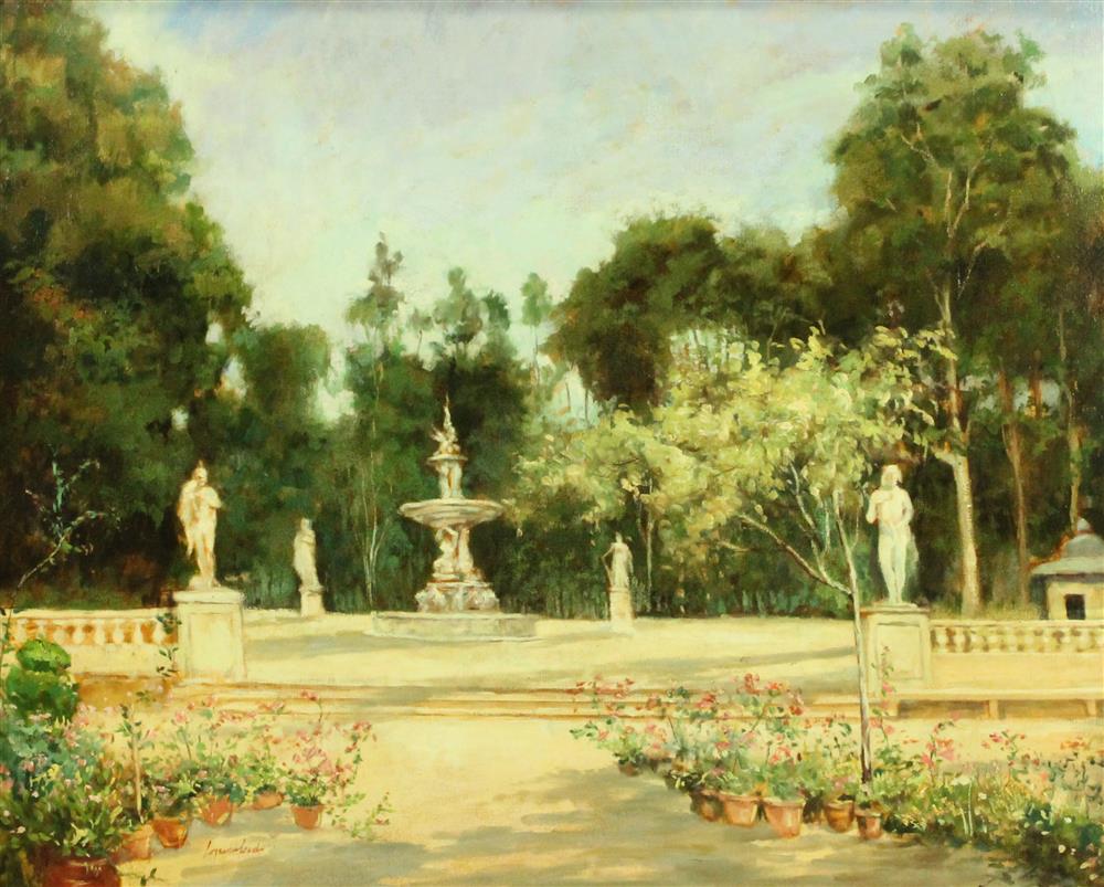 Appraisal: TH CENTURY EUROPEAN GARDEN Oil on canvas x in Framed