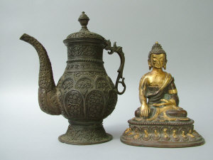 Appraisal: A th century Sino-Tibetan gilt bronze figure of the seated