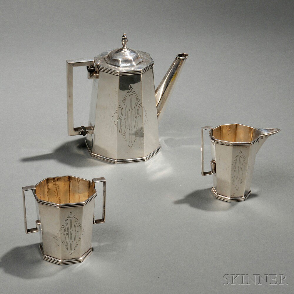 Appraisal: Three-piece Newburyport Silver Co Sterling Silver Coffee Service Keene New