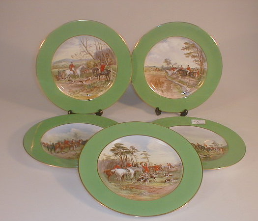 Appraisal: Five Spode plates each decorated with a hunting scene after