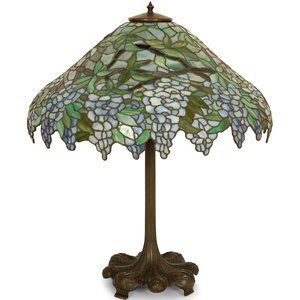 Appraisal: A Handel Leaded Glass Wisteria Table Lamp Early th Century