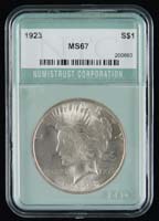 Appraisal: ONE GRADED CASED PEACE SILVER DOLLAR Graded by NTC MS