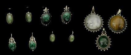 Appraisal: Two Pairs of Green Agate Earrings Two Pairs of Malachite