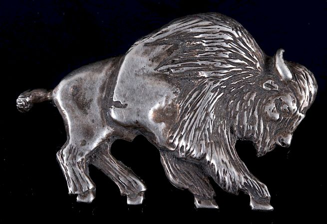 Appraisal: Navajo Sterling Silver Carved Buffalo Brooch Featured in this lot