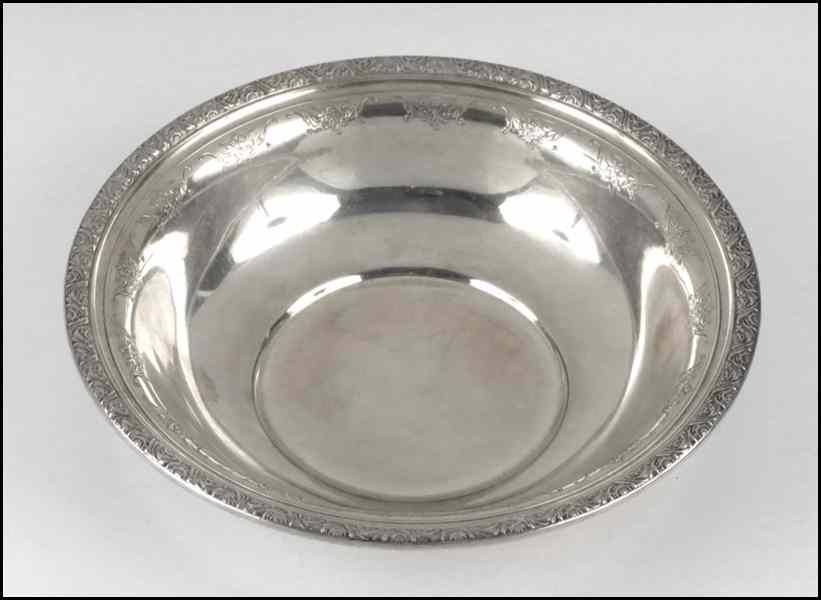 Appraisal: ALVIN STERLING SILVER BOWL With a stylized floral motif border