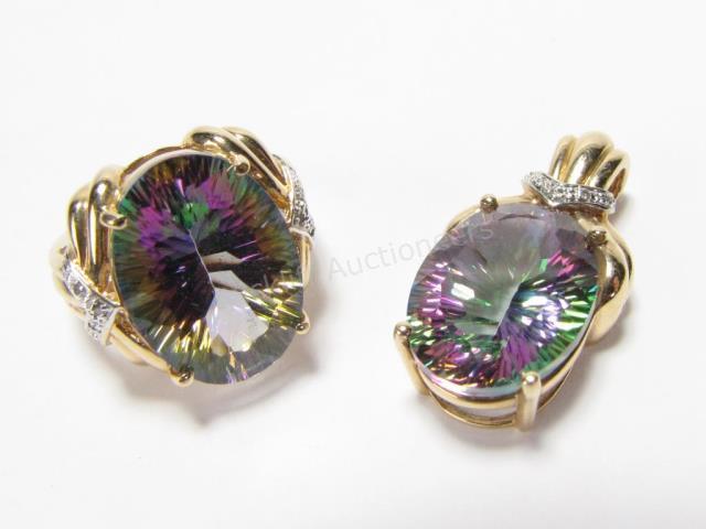 Appraisal: John C Rinker K Yellow gold Mystic Topaz jewelry including