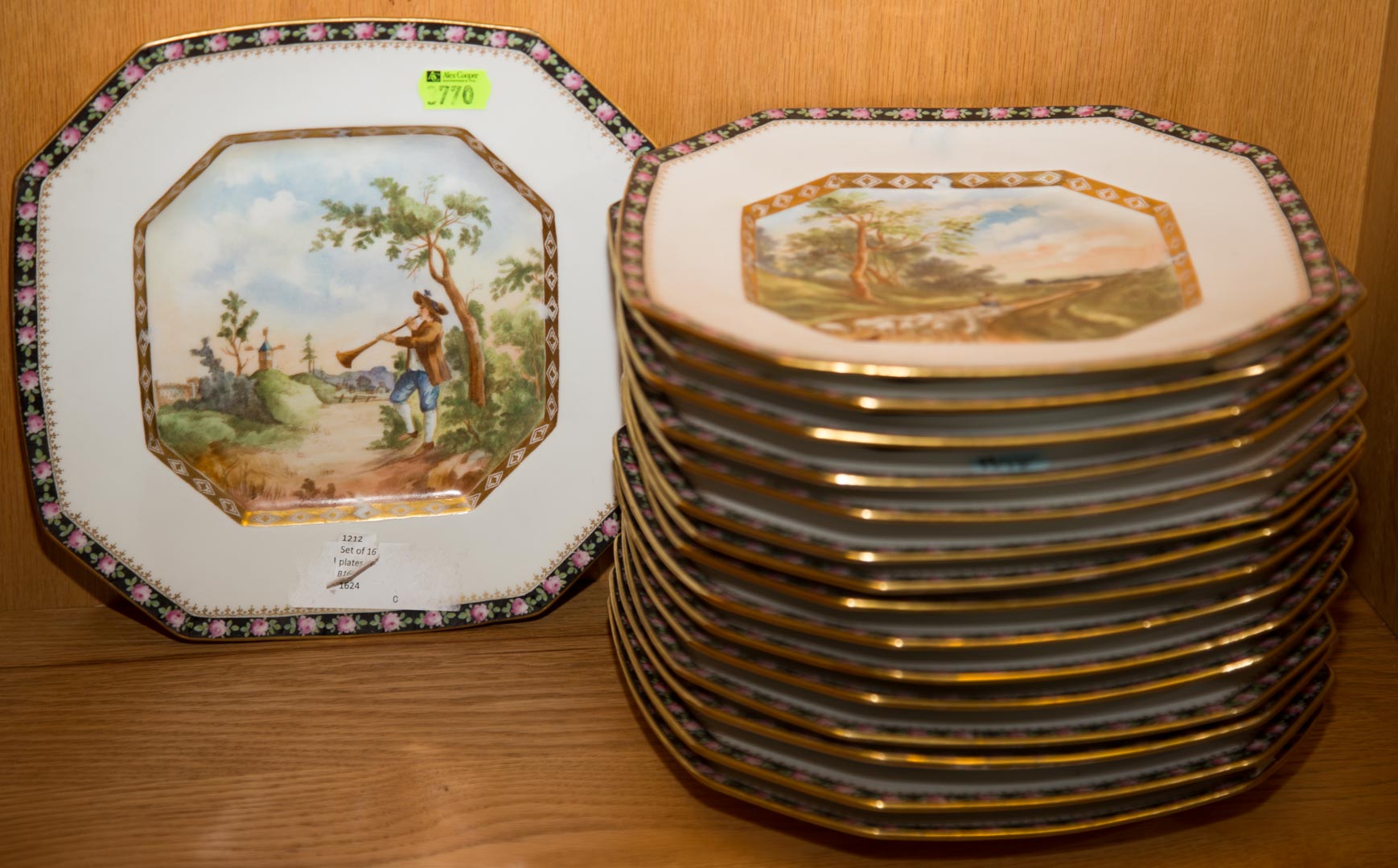 Appraisal: Sixteen hand-painted Limoges cabinet plates