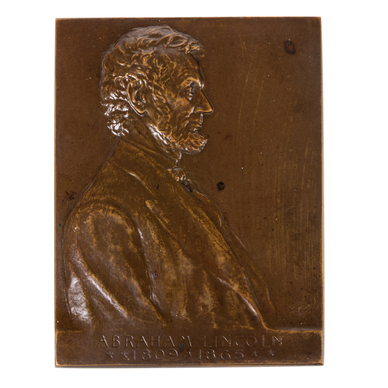 Appraisal: ABRAHAM LINCOLN PLAQUE One of Brenner's Lincoln works which led