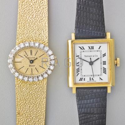 Appraisal: TWO LADIES GOLD MECHANICAL WRISTWATCHES Tiffany Co autowind k gold