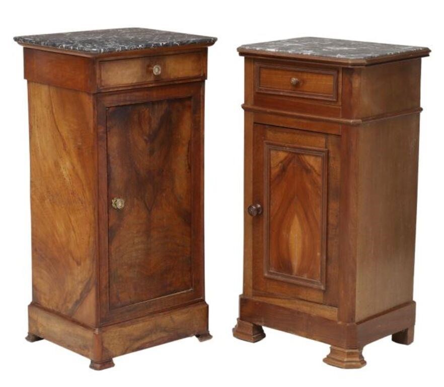 Appraisal: FRENCH LOUIS PHILIPPE PERIOD WALNUT NIGHTSTANDS lot of French Louis