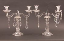 Appraisal: A Pair of Crystal Candelabra Crystal candelabra has a six