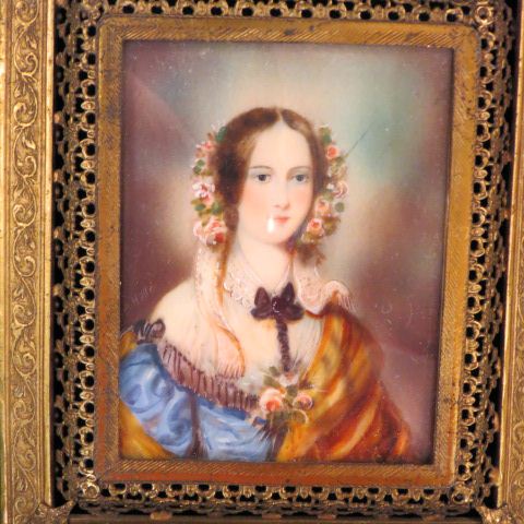 Appraisal: Miniature Portrait Painting of a Young Lady on celluliod in