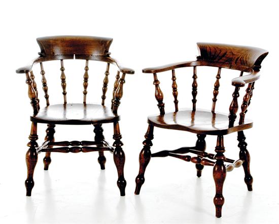 Appraisal: Pair late William IV elm smoker's armchairs circa signed Spring