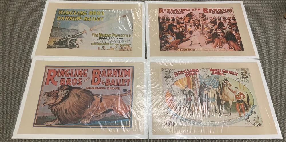 Appraisal: Four Ringling Bros Linen-Backed Posters Unframed