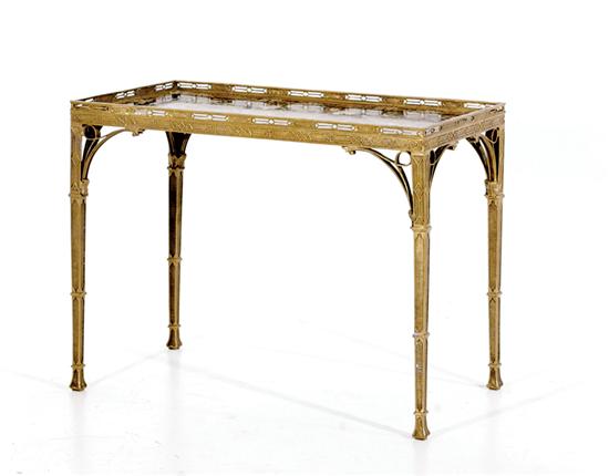 Appraisal: Continental bronze and porcelain table rectangular decorated porcelain top with