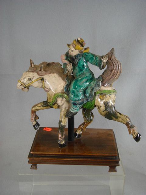 Appraisal: Chinese pottery roof decoration Mongol Warrior on horseback th th